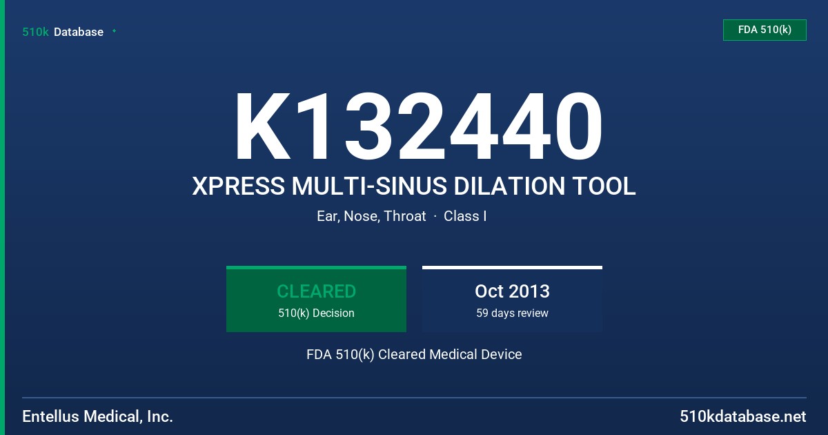K132440 XPRESS MULTI-SINUS DILATION TOOL FDA 510(k) Cleared Medical Device