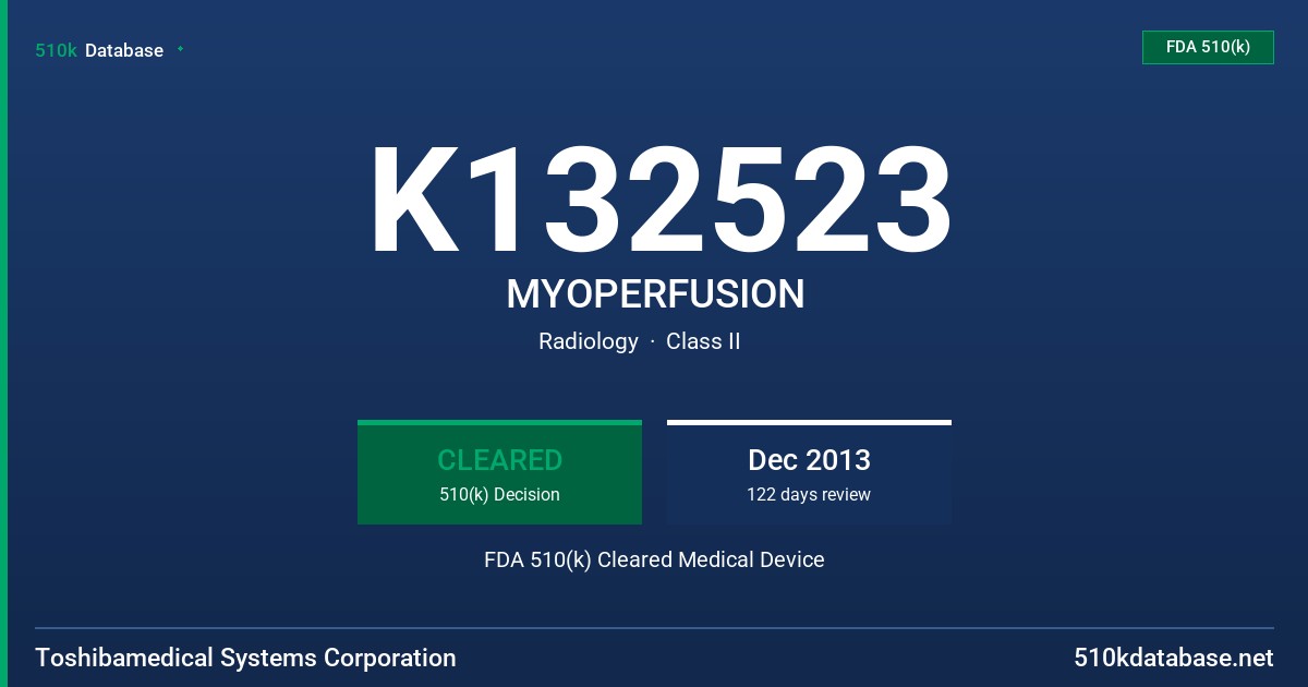 K132523 MYOPERFUSION FDA 510(k) Cleared Medical Device
