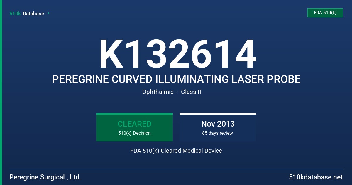 K132614 PEREGRINE CURVED ILLUMINATING LASER PROBE FDA 510(k) Cleared Medical Device