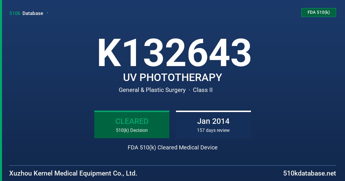 K132643 UV PHOTOTHERAPY FDA 510(k) Cleared Medical Device