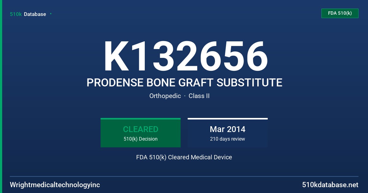 K132656 PRODENSE BONE GRAFT SUBSTITUTE FDA 510(k) Cleared Medical Device