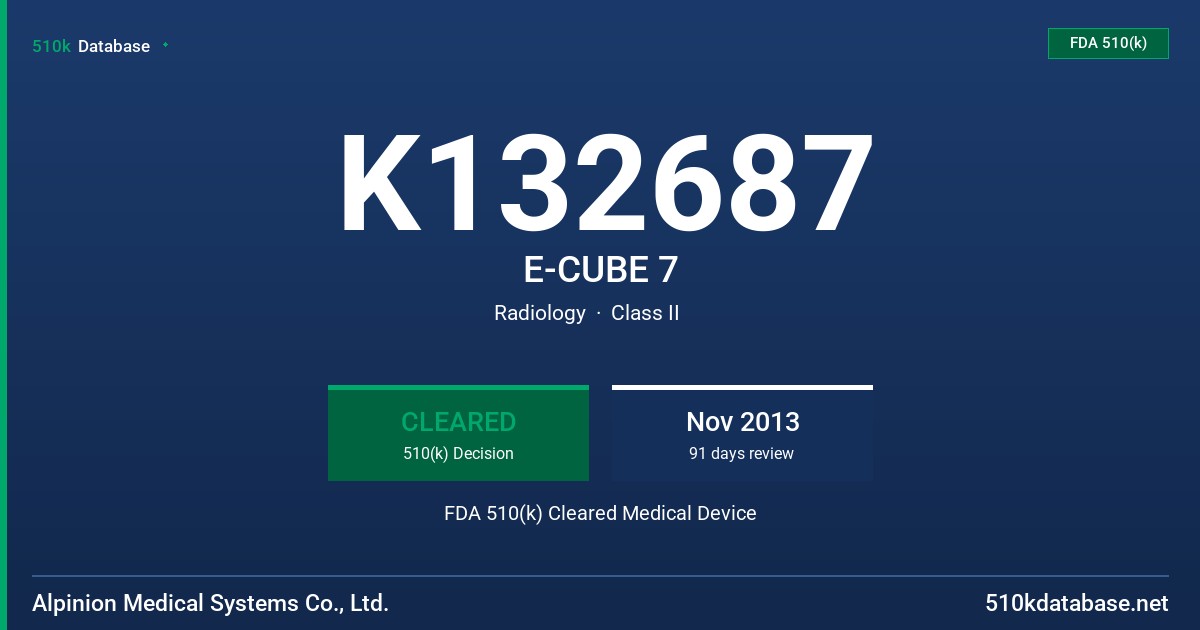 K132687 E-CUBE 7 FDA 510(k) Cleared Medical Device