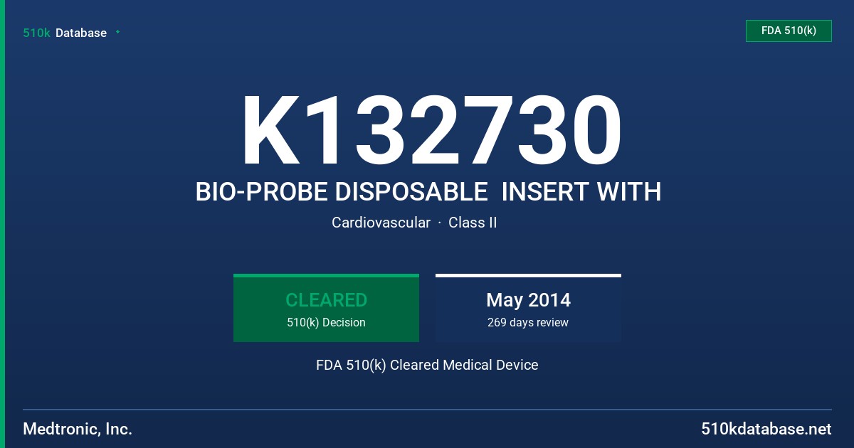 K132730 BIO-PROBE DISPOSABLE  INSERT WITH FDA 510(k) Cleared Medical Device