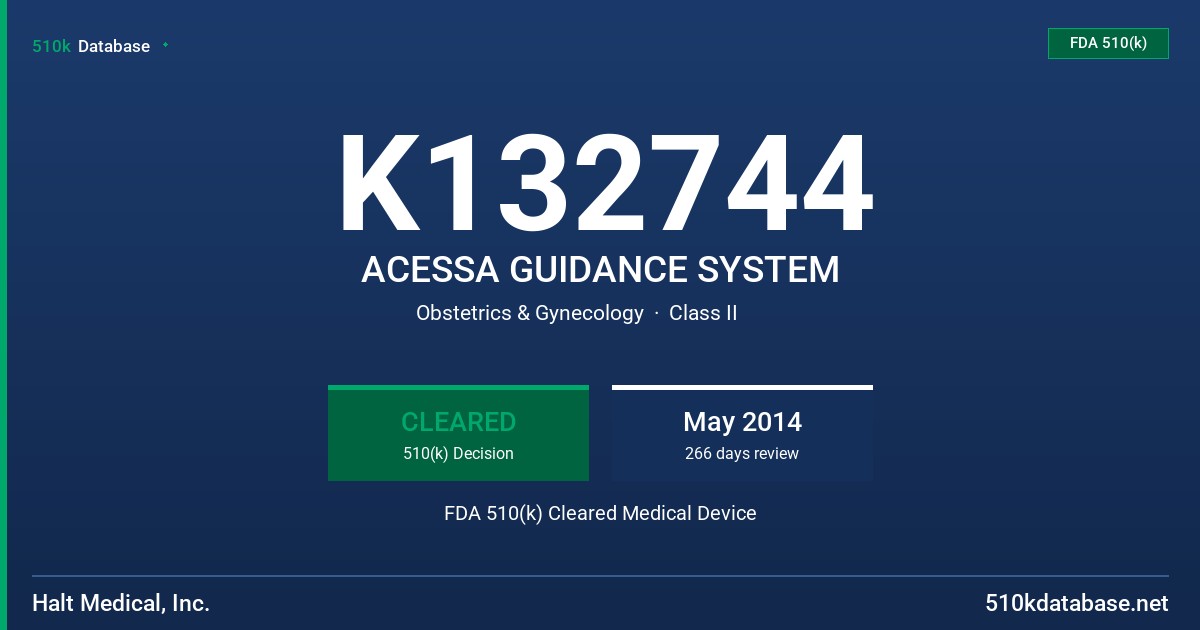 K132744 ACESSA GUIDANCE SYSTEM FDA 510(k) Cleared Medical Device