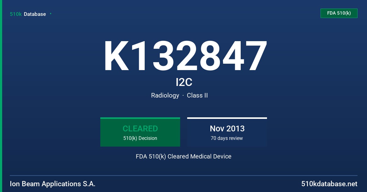 K132847 I2C FDA 510(k) Cleared Medical Device