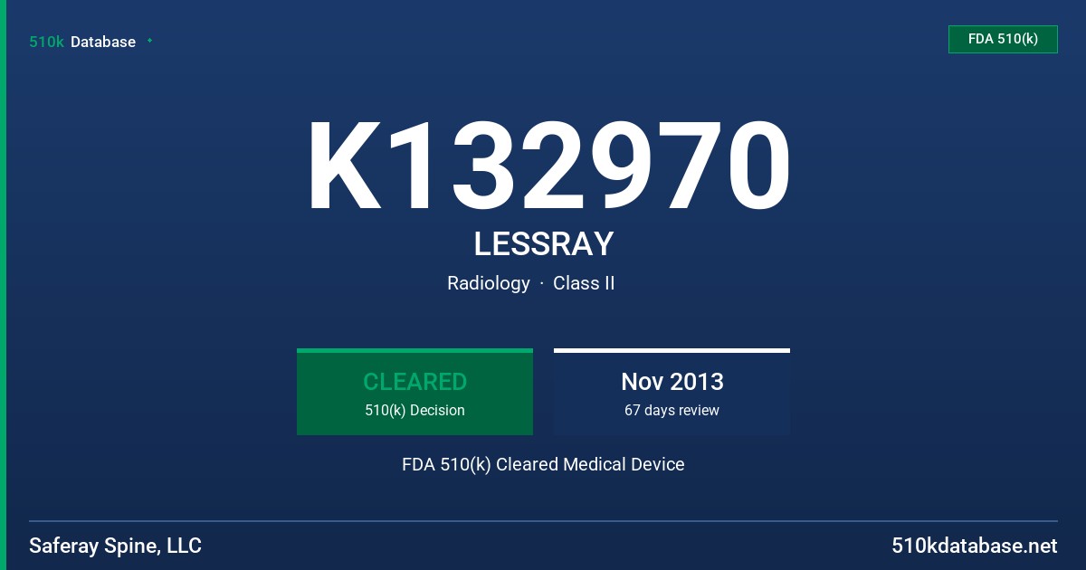 K132970 LESSRAY FDA 510(k) Cleared Medical Device