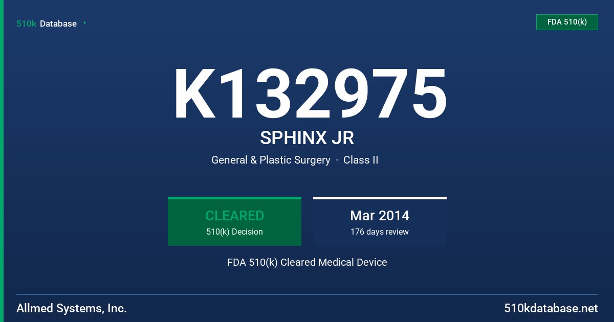 K132975 SPHINX JR FDA 510(k) Cleared Medical Device