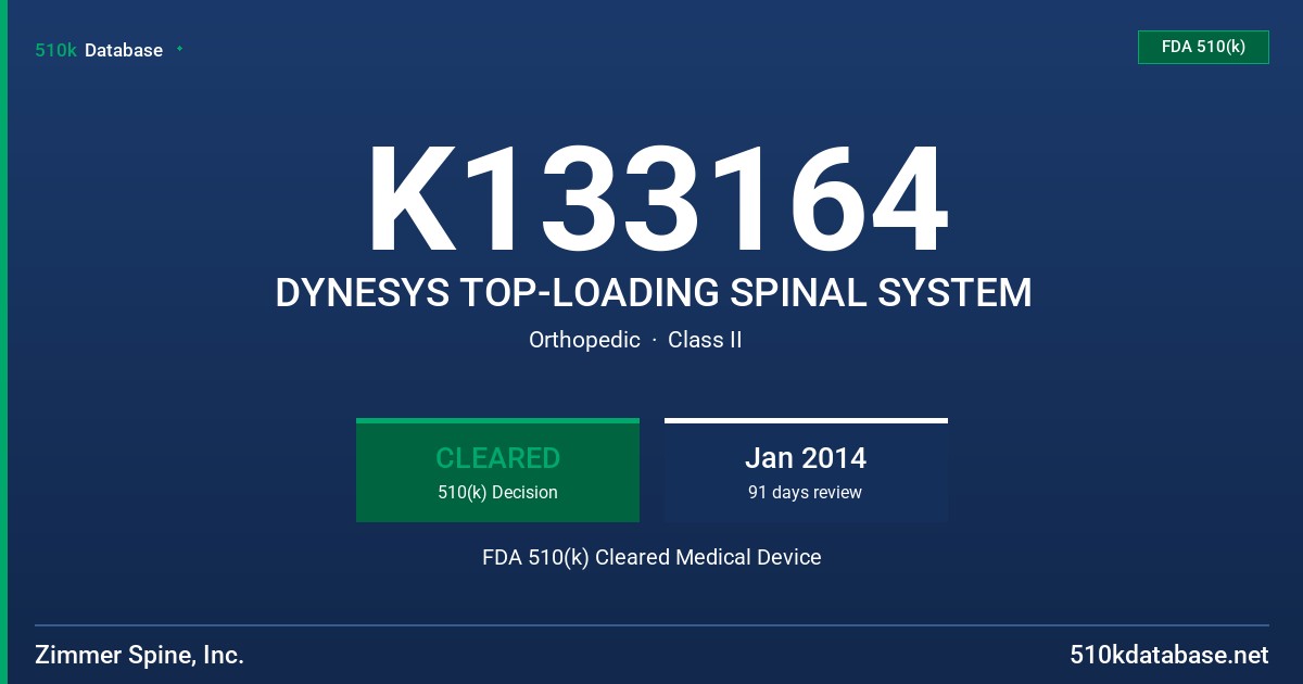 K133164 DYNESYS TOP-LOADING SPINAL SYSTEM FDA 510(k) Cleared Medical Device