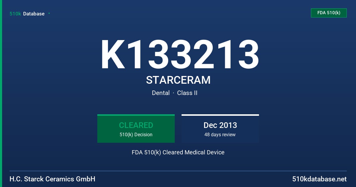 K133213 STARCERAM FDA 510(k) Cleared Medical Device