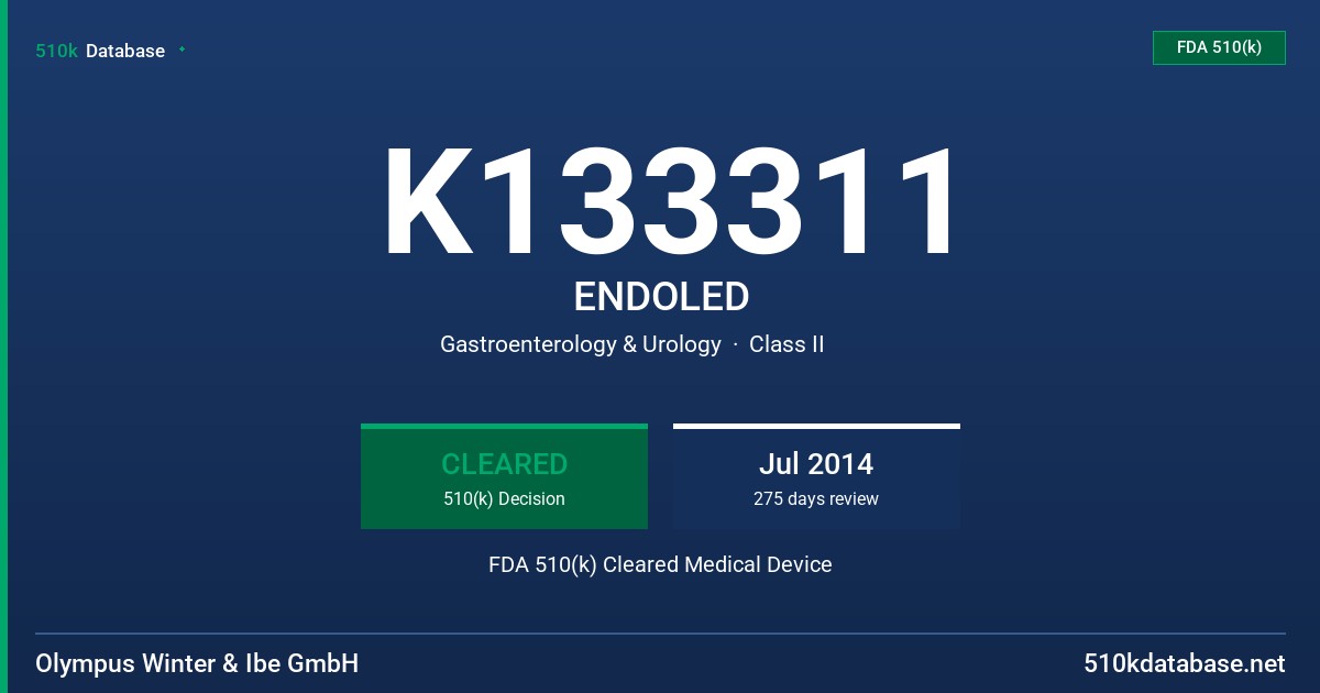 K133311 ENDOLED FDA 510(k) Cleared Medical Device