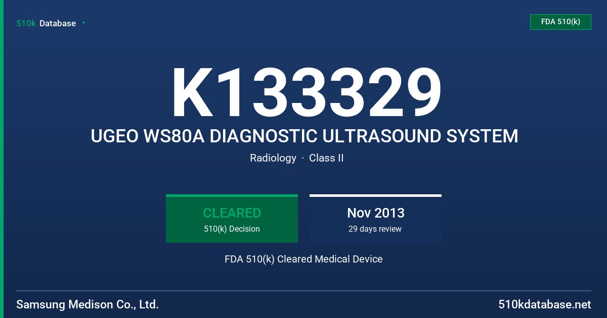 K133329 UGEO WS80A DIAGNOSTIC ULTRASOUND SYSTEM FDA 510(k) Cleared Medical Device