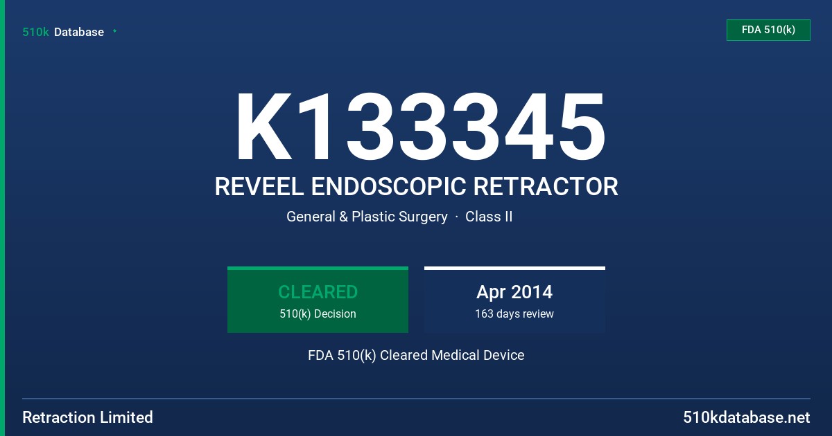 K133345 REVEEL ENDOSCOPIC RETRACTOR FDA 510(k) Cleared Medical Device