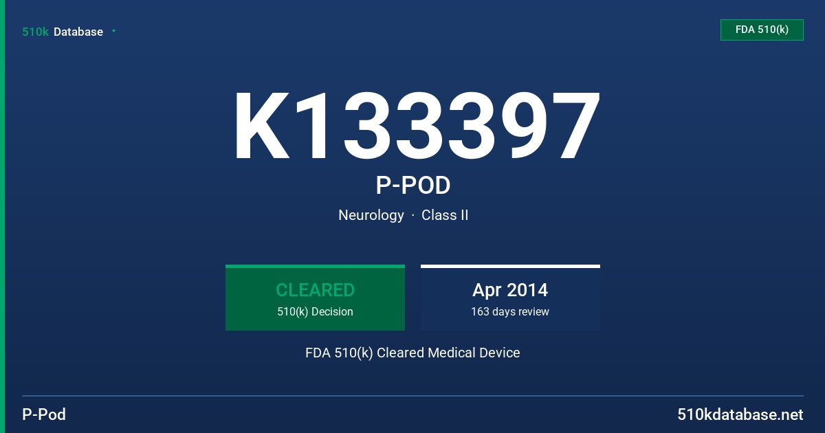 K133397 P-POD FDA 510(k) Cleared Medical Device