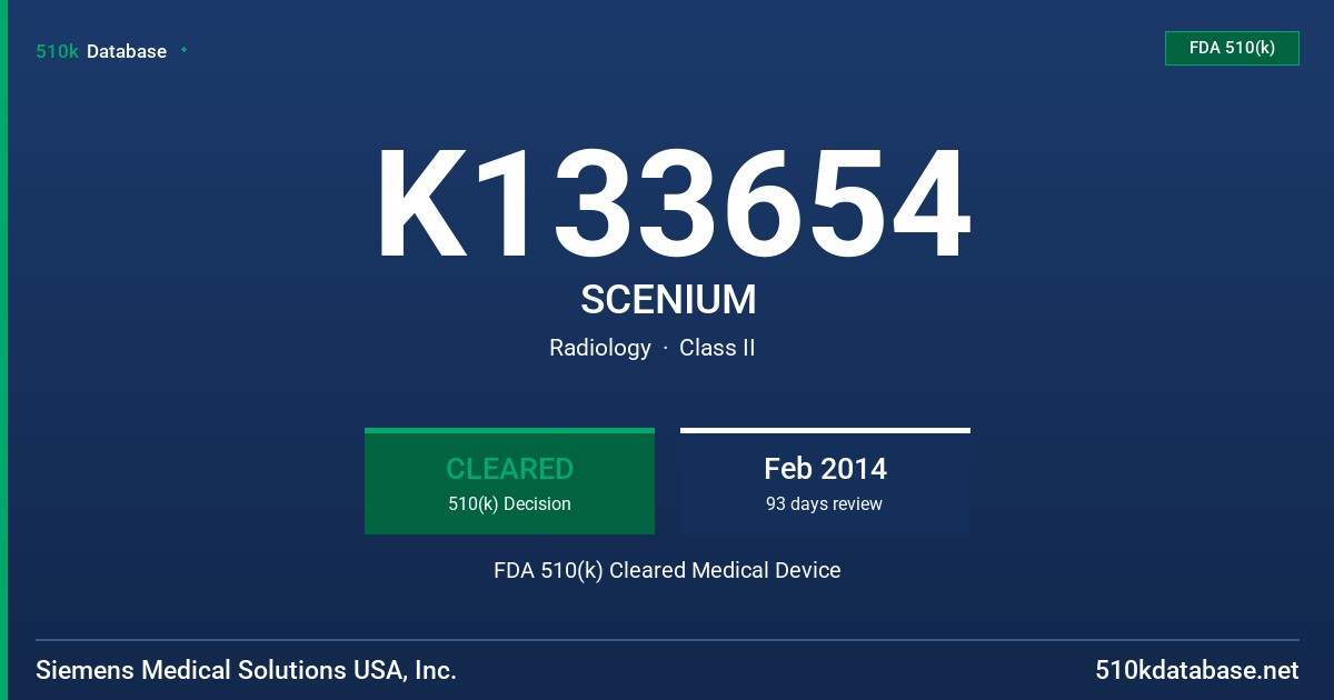 K133654 SCENIUM FDA 510(k) Cleared Medical Device
