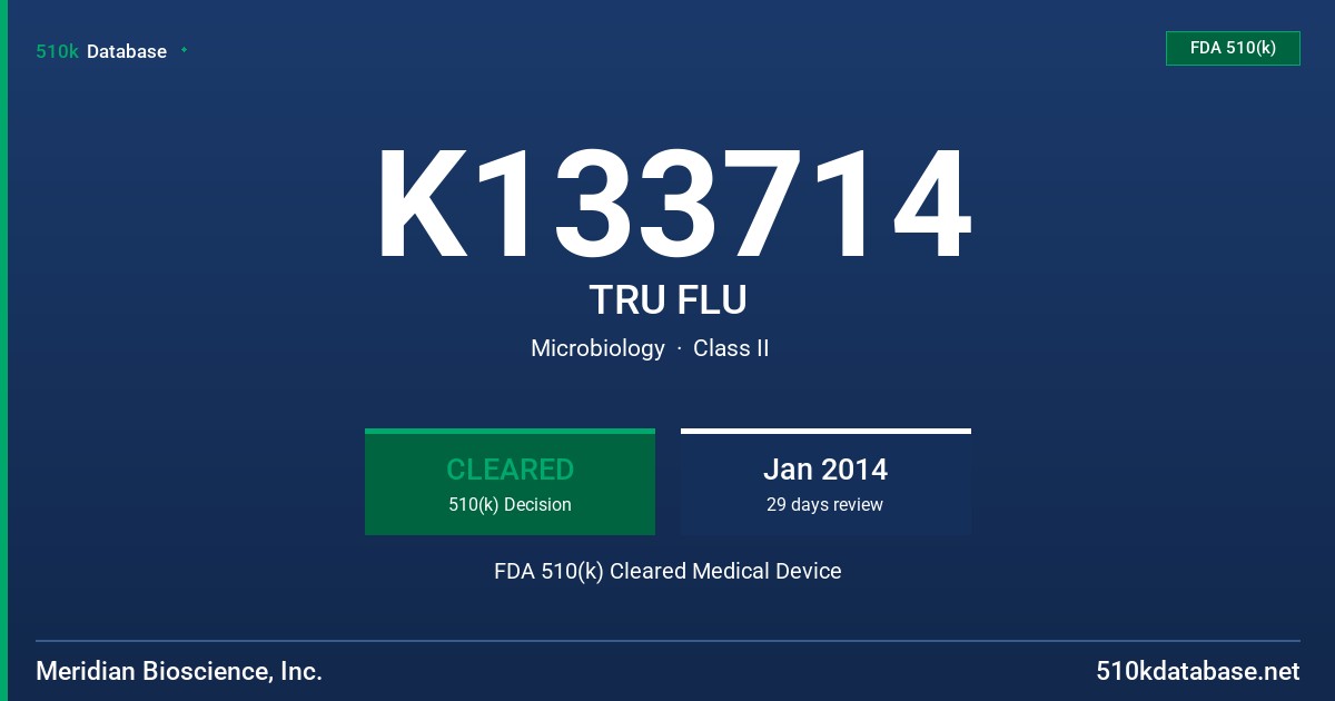 K133714 TRU FLU FDA 510(k) Cleared Medical Device