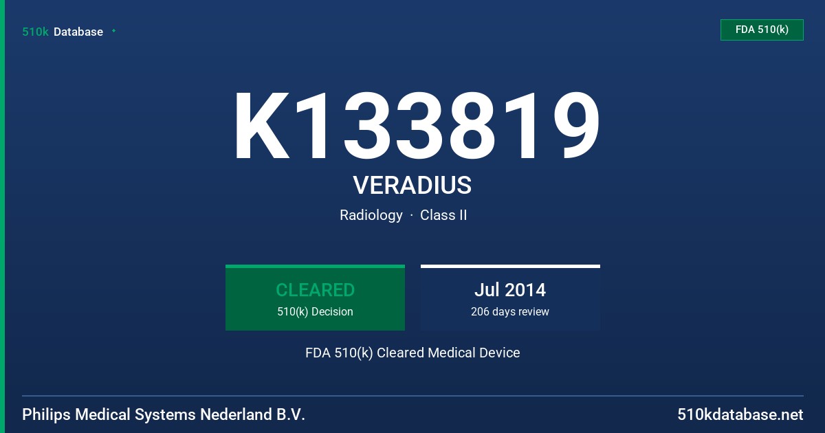 K133819 VERADIUS FDA 510(k) Cleared Medical Device