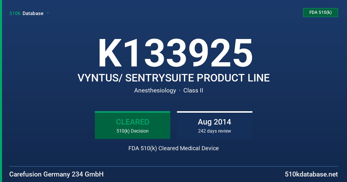 K133925 VYNTUS/ SENTRYSUITE PRODUCT LINE FDA 510(k) Cleared Medical Device