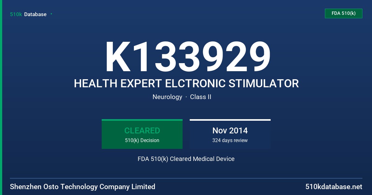 K133929 HEALTH EXPERT ELCTRONIC STIMULATOR FDA 510(k) Cleared Medical Device
