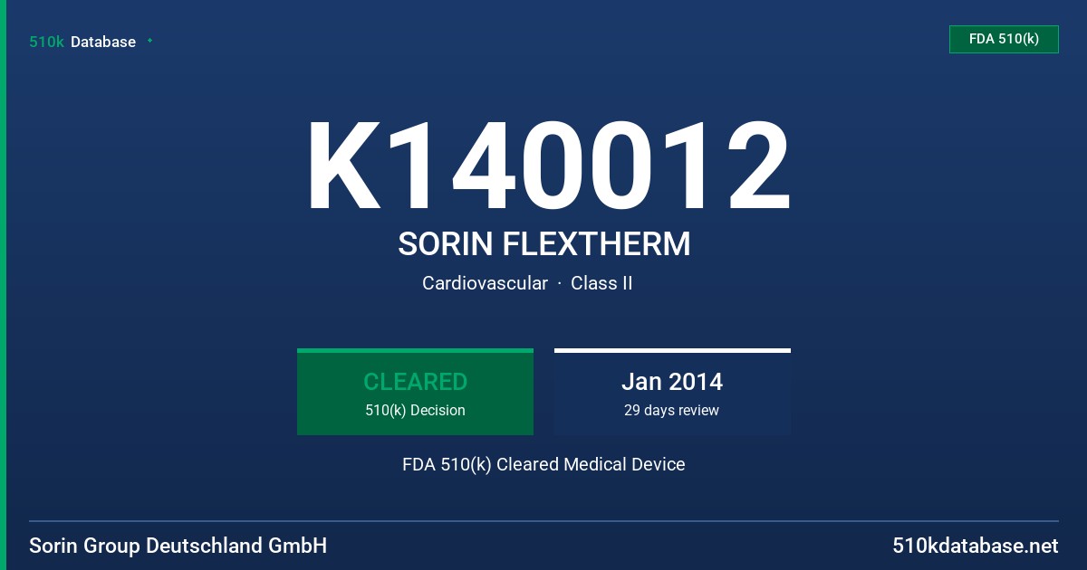 K140012 SORIN FLEXTHERM FDA 510(k) Cleared Medical Device