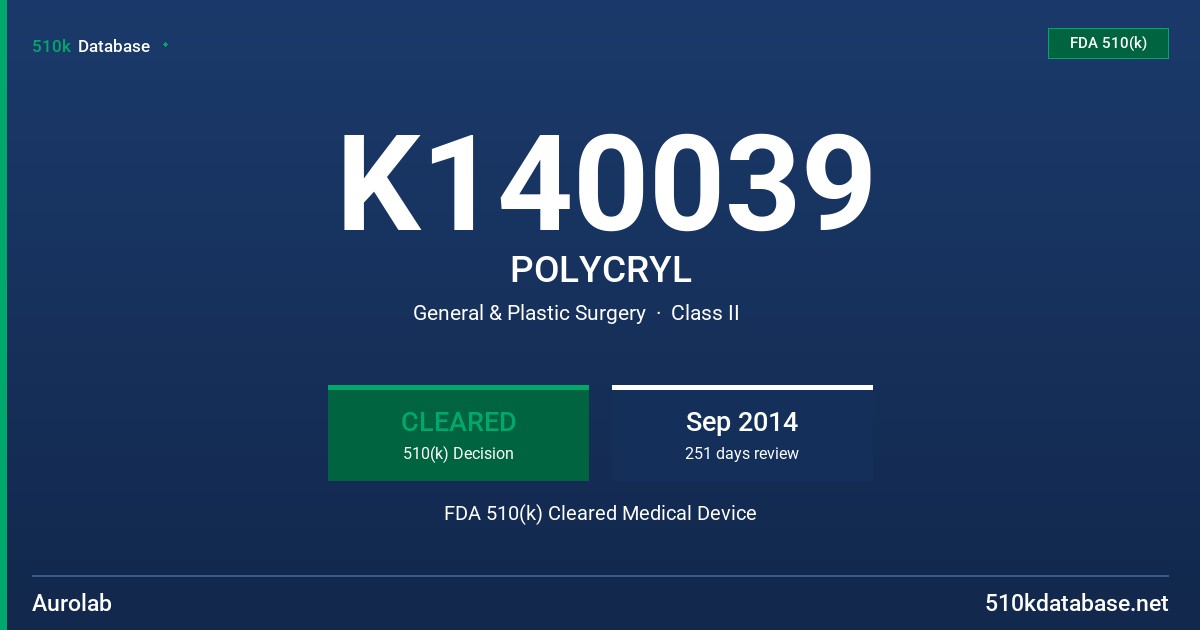 K140039 POLYCRYL FDA 510(k) Cleared Medical Device