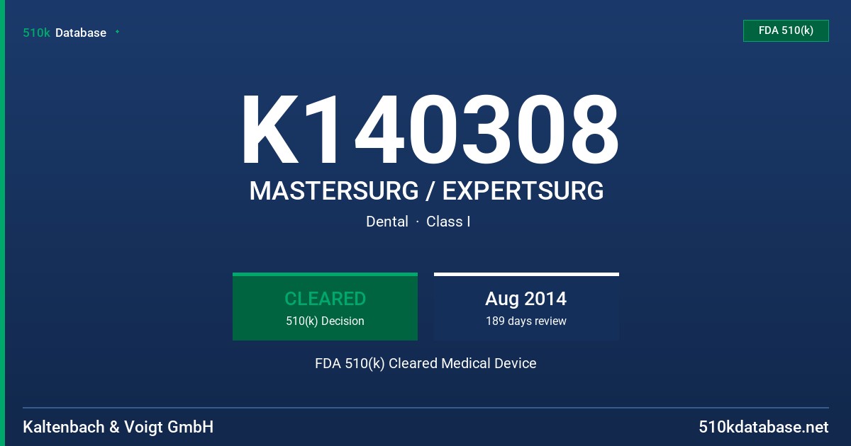 K140308 MASTERSURG / EXPERTSURG FDA 510(k) Cleared Medical Device