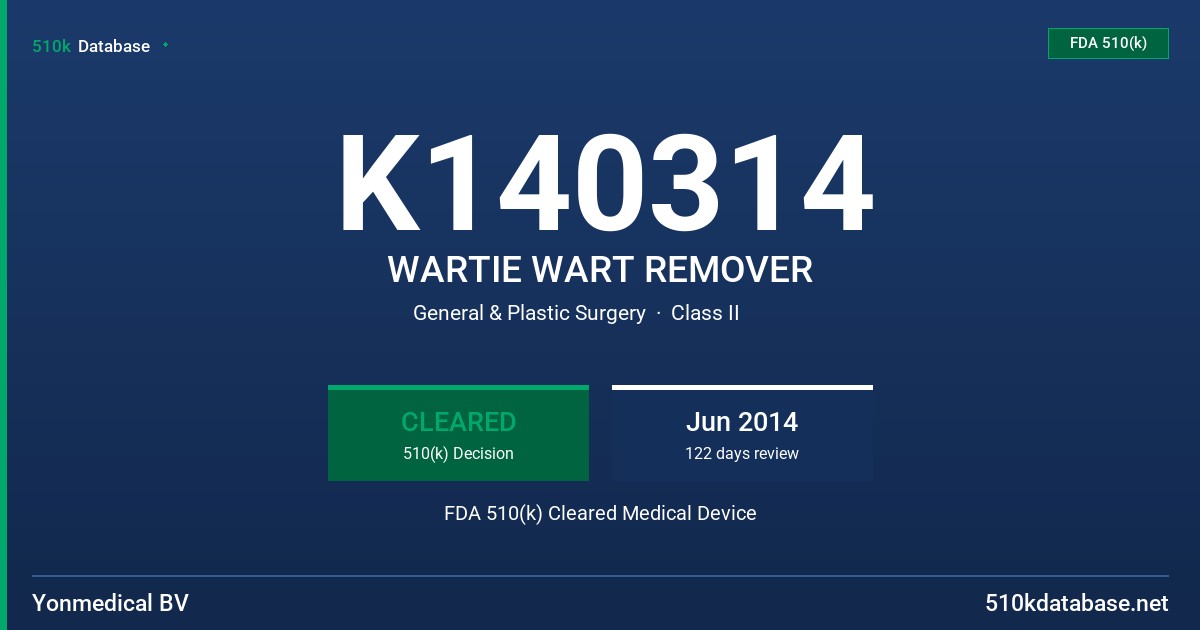 K140314 WARTIE WART REMOVER FDA 510(k) Cleared Medical Device