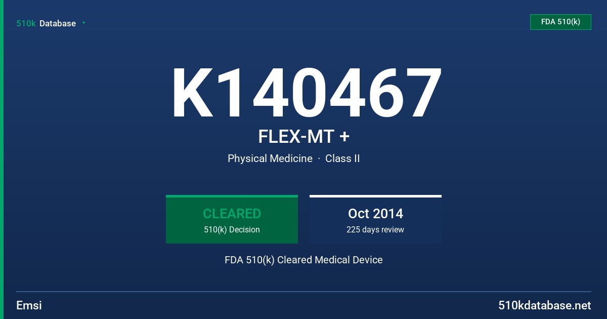 K140467 FLEX-MT + FDA 510(k) Cleared Medical Device