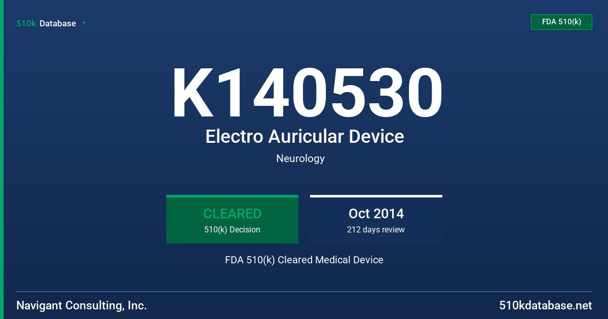 K140530 Electro Auricular Device FDA 510(k) Cleared Medical Device