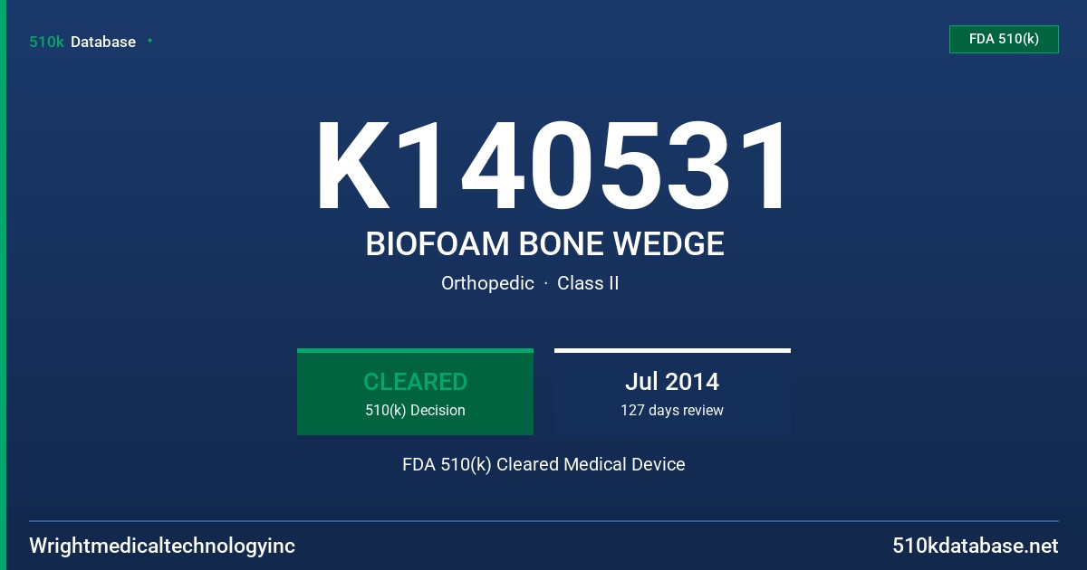 K140531 BIOFOAM BONE WEDGE FDA 510(k) Cleared Medical Device