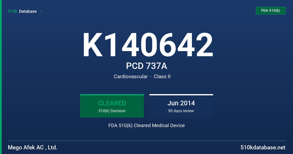 K140642 PCD 737A FDA 510(k) Cleared Medical Device