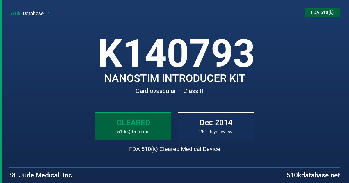 K140793 NANOSTIM INTRODUCER KIT FDA 510(k) Cleared Medical Device