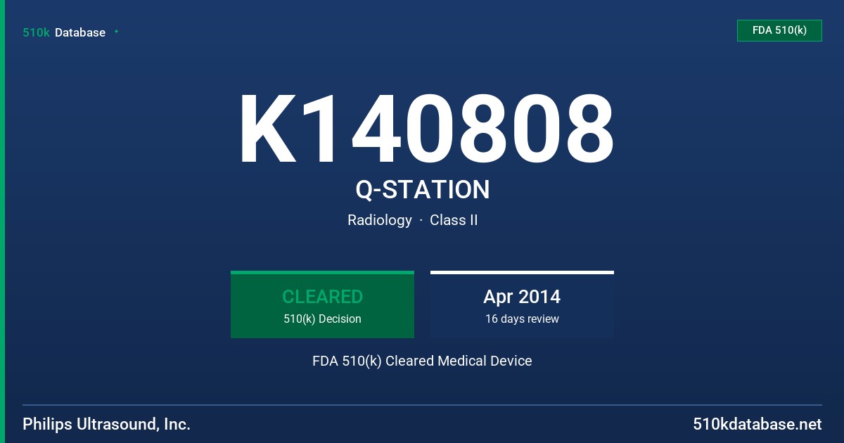 K140808 Q-STATION FDA 510(k) Cleared Medical Device