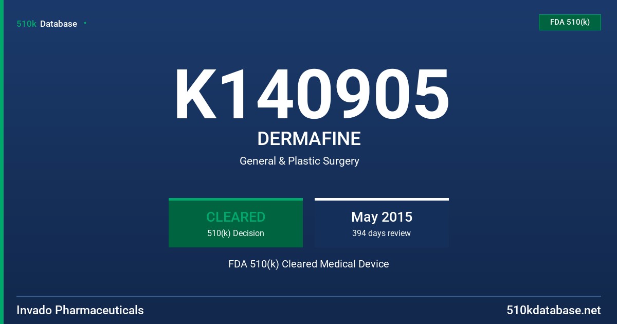 K140905 DERMAFINE FDA 510(k) Cleared Medical Device