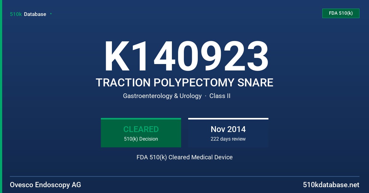 K140923 TRACTION POLYPECTOMY SNARE FDA 510(k) Cleared Medical Device