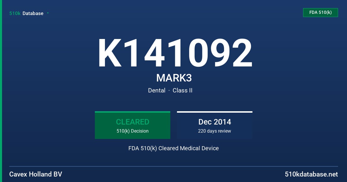 K141092 MARK3 FDA 510(k) Cleared Medical Device