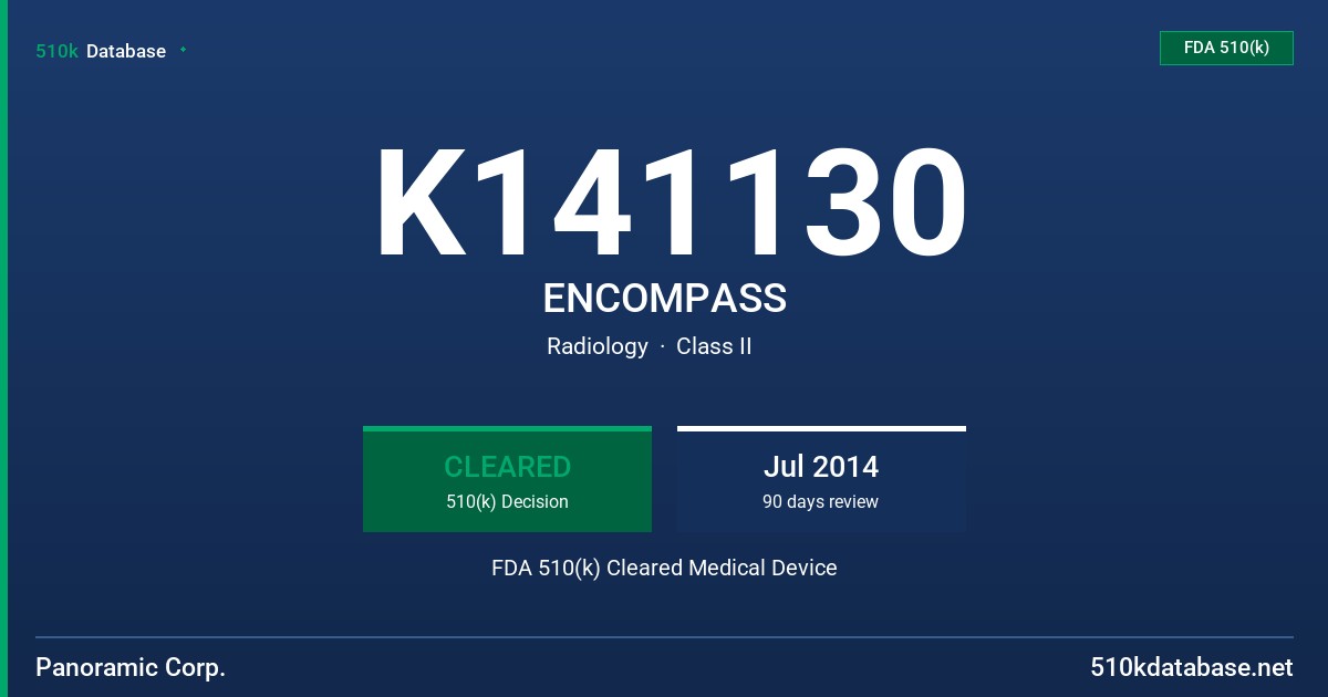K141130 ENCOMPASS FDA 510(k) Cleared Medical Device