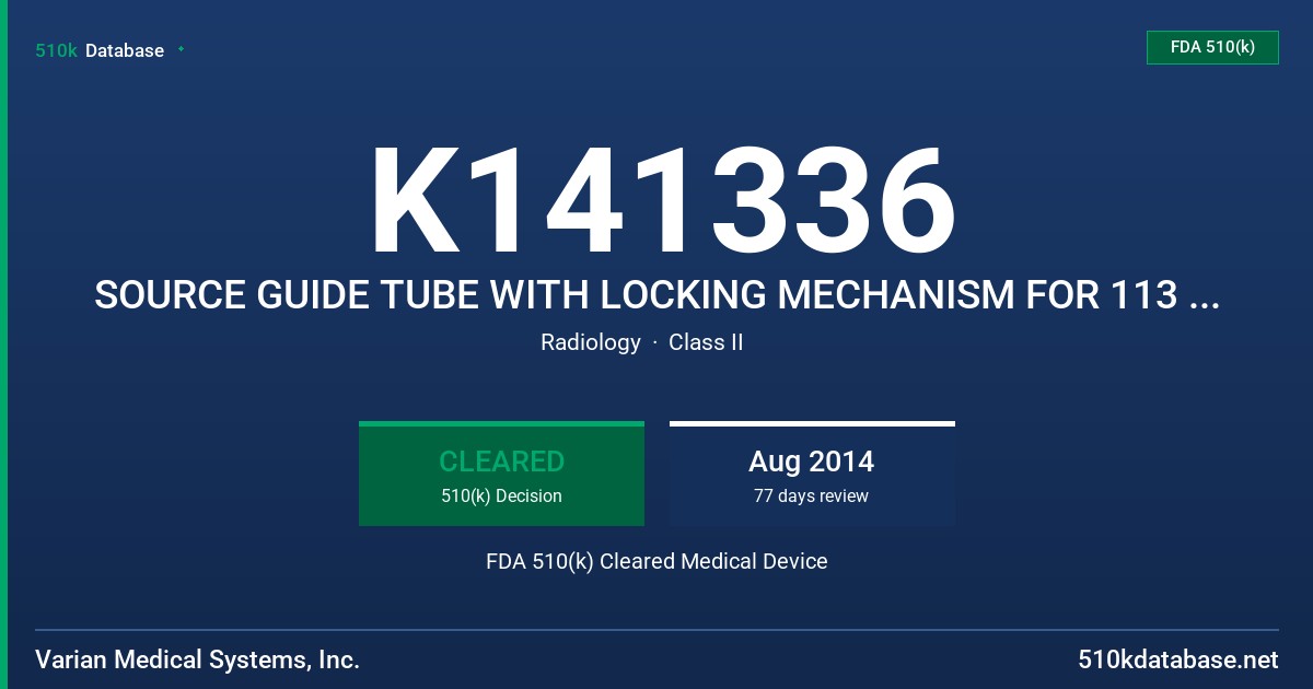 K141336 SOURCE GUIDE TUBE WITH LOCKING MECHANISM FOR 113 MM NEEDLES, GAMMAMEDPLUS FDA 510(k) Cleared Medical Device