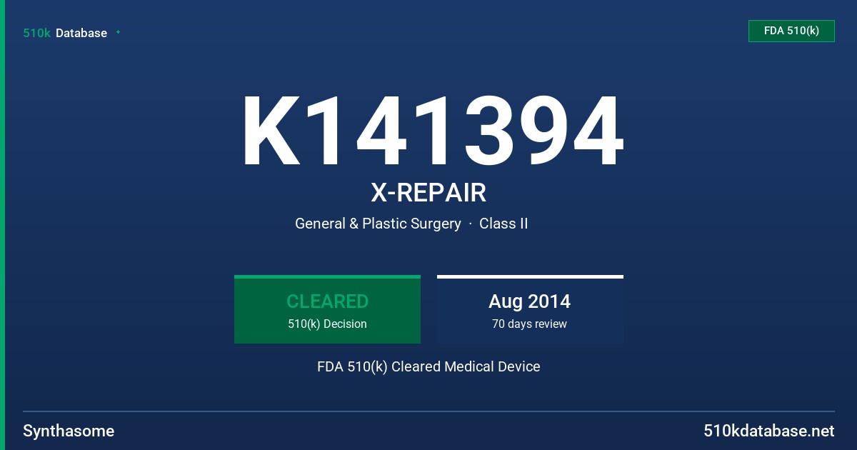K141394 X-REPAIR FDA 510(k) Cleared Medical Device