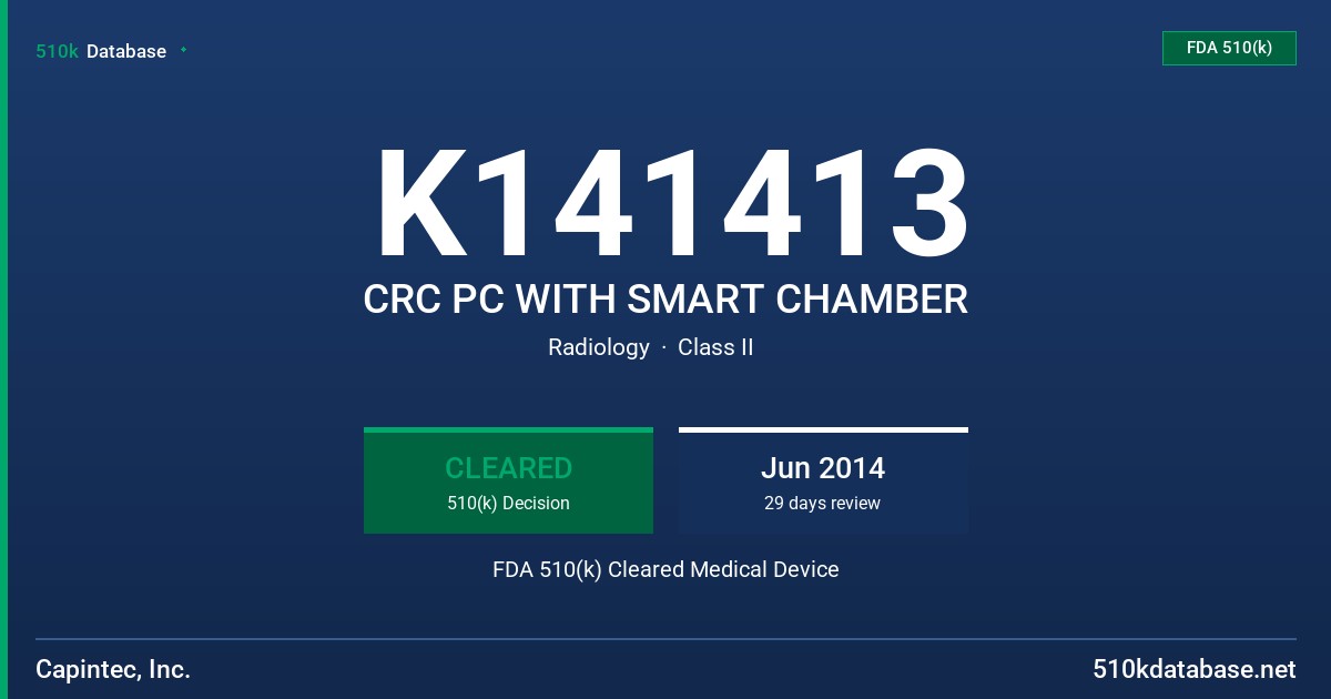 K141413 CRC PC WITH SMART CHAMBER FDA 510(k) Cleared Medical Device