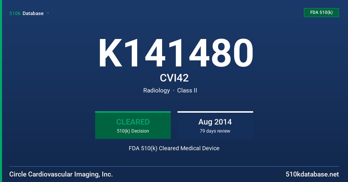 K141480 CVI42 FDA 510(k) Cleared Medical Device