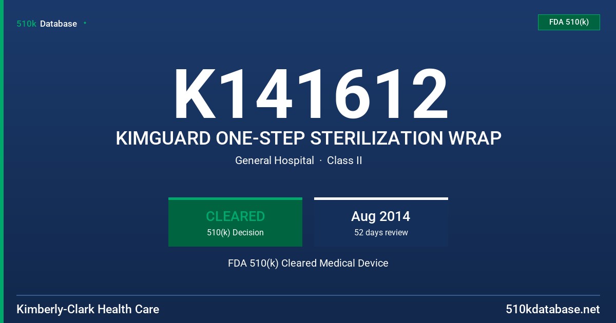 K141612 KIMGUARD ONE-STEP STERILIZATION WRAP FDA 510(k) Cleared Medical Device