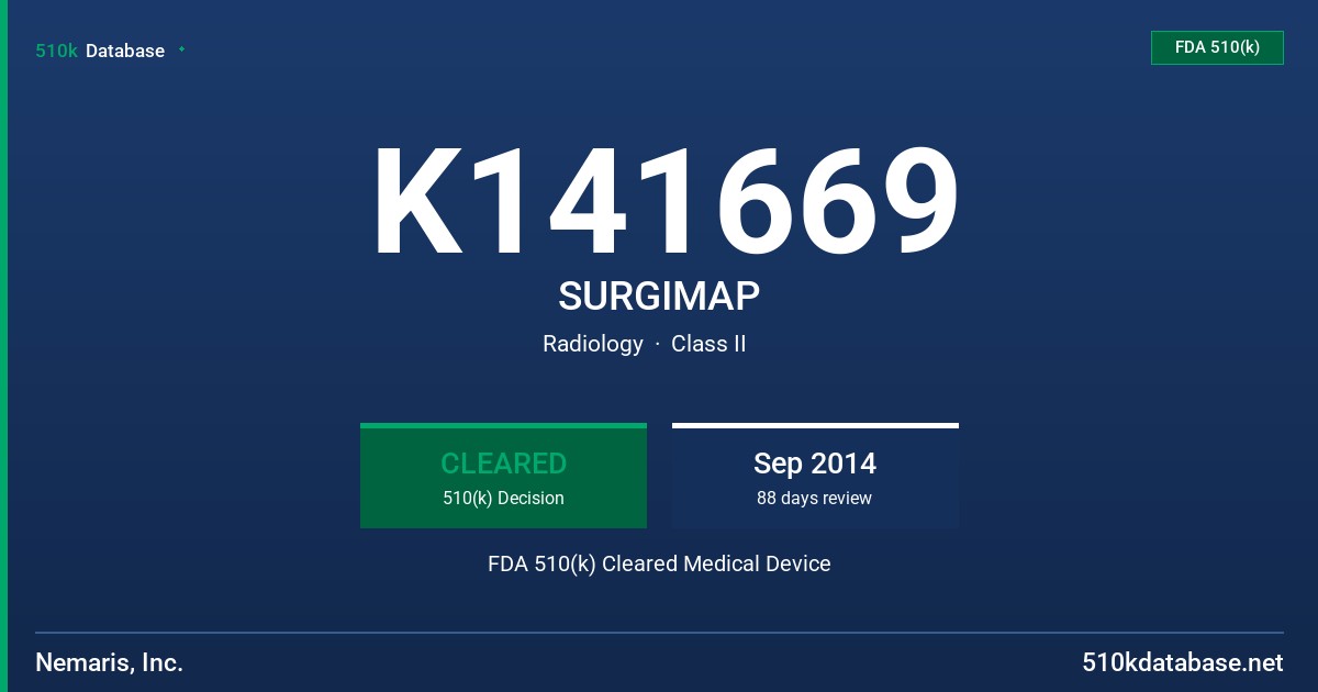 K141669 SURGIMAP FDA 510(k) Cleared Medical Device