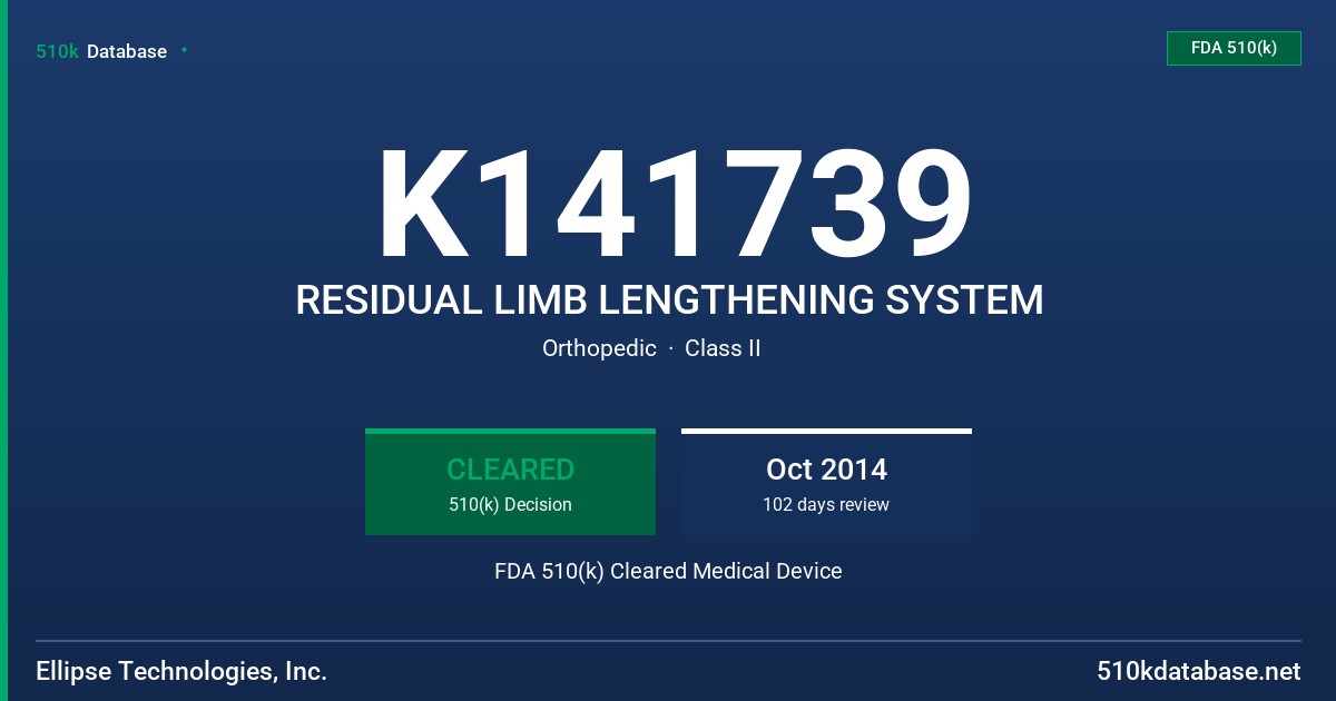 K141739 RESIDUAL LIMB LENGTHENING SYSTEM FDA 510(k) Cleared Medical Device
