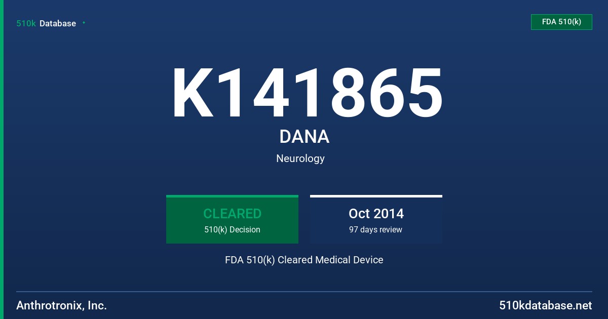 K141865 DANA FDA 510(k) Cleared Medical Device