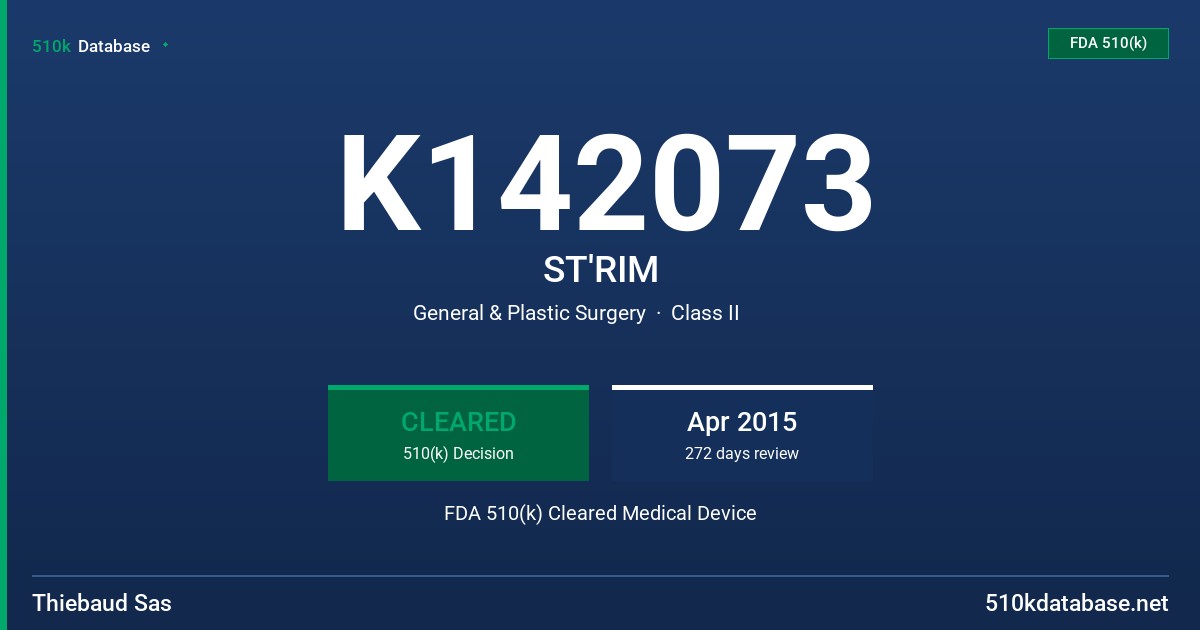 K142073 ST'RIM FDA 510(k) Cleared Medical Device