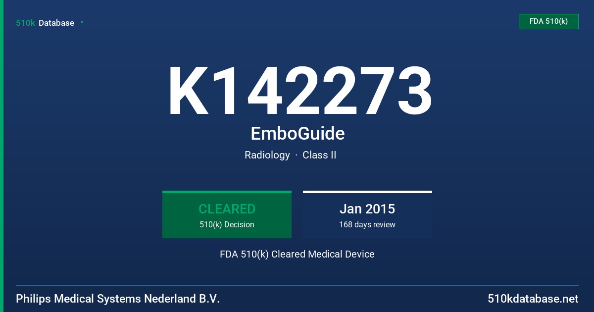 K142273 EmboGuide FDA 510(k) Cleared Medical Device