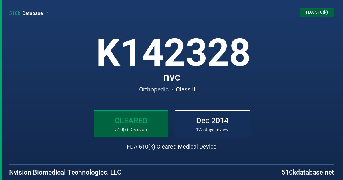 K142328 nvc FDA 510(k) Cleared Medical Device