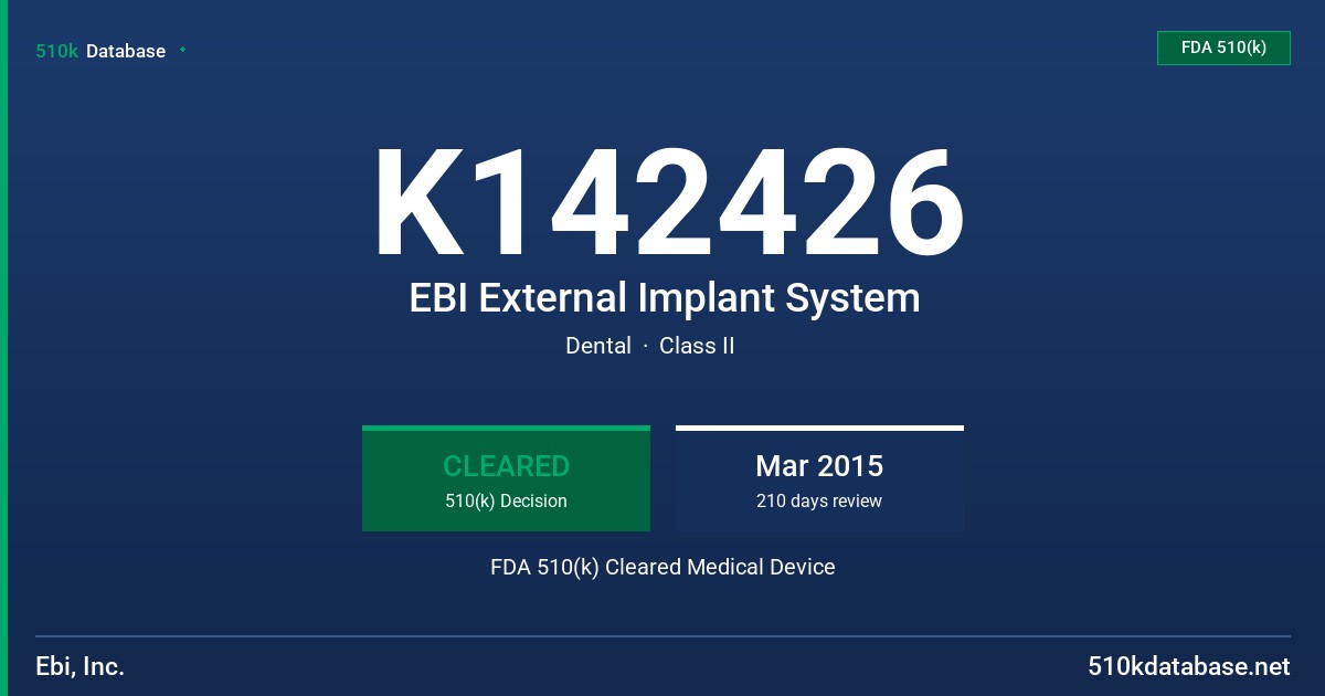 K142426 EBI External Implant System FDA 510(k) Cleared Medical Device
