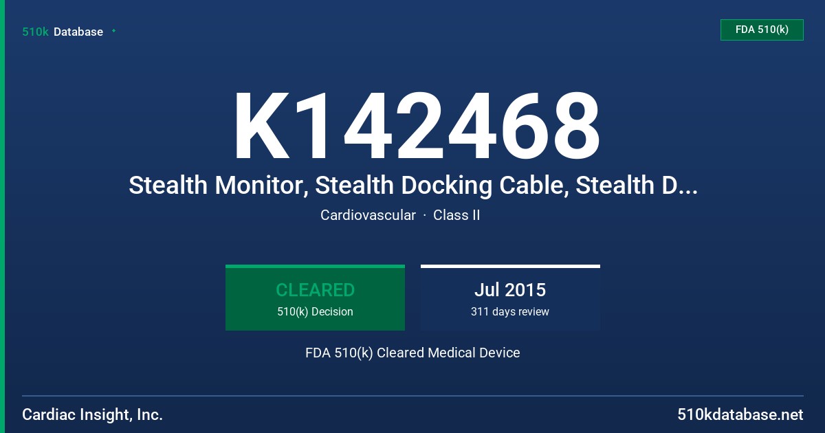 K142468 Stealth Monitor, Stealth Docking Cable, Stealth DSD Software Installation Disk, Stealth System FDA 510(k) Cleared Medical Device