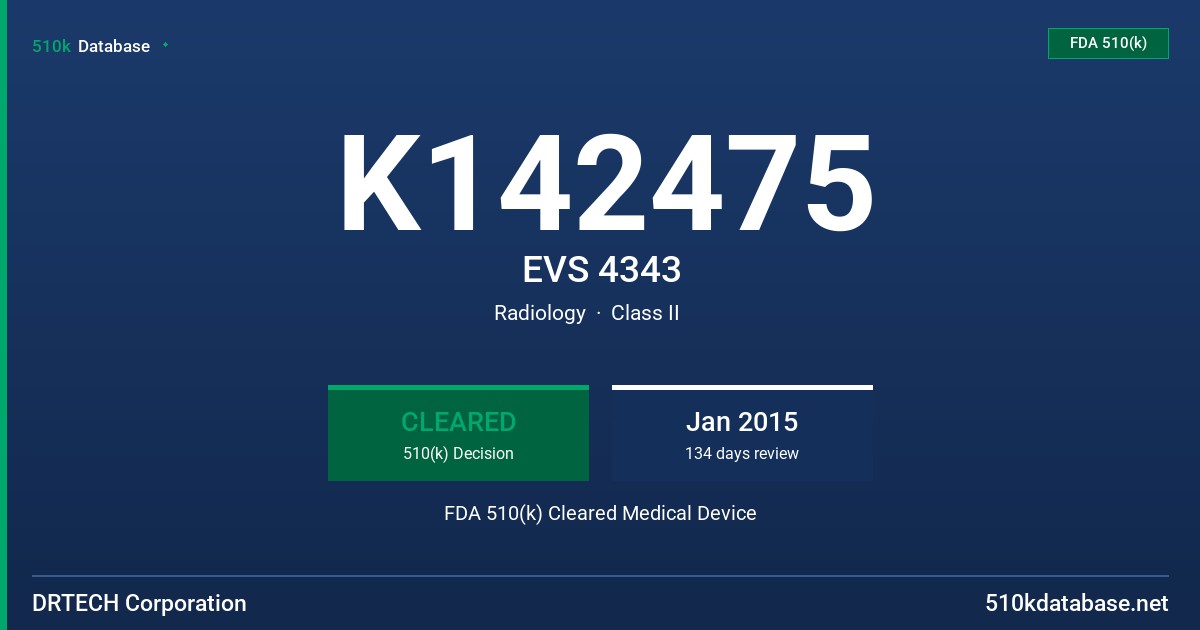 K142475 EVS 4343 FDA 510(k) Cleared Medical Device